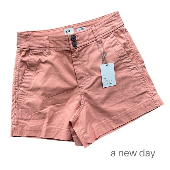 NWT | A NEW DAY |  PEACH COTTON TWILL SHORTS POCKETS | SIZE: 4 - Picture 1 of 5
